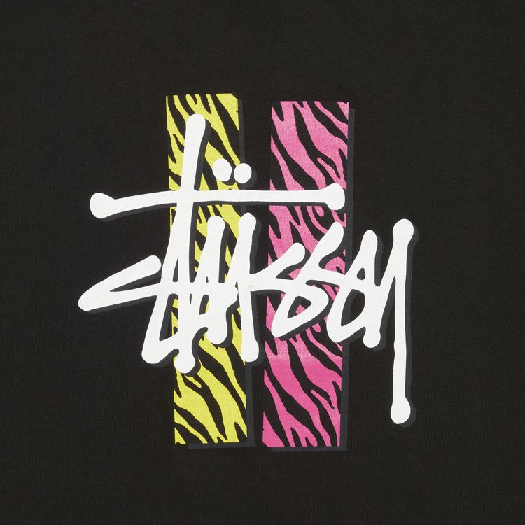 Stussy Basic Logo Stock Stripe Tee Black