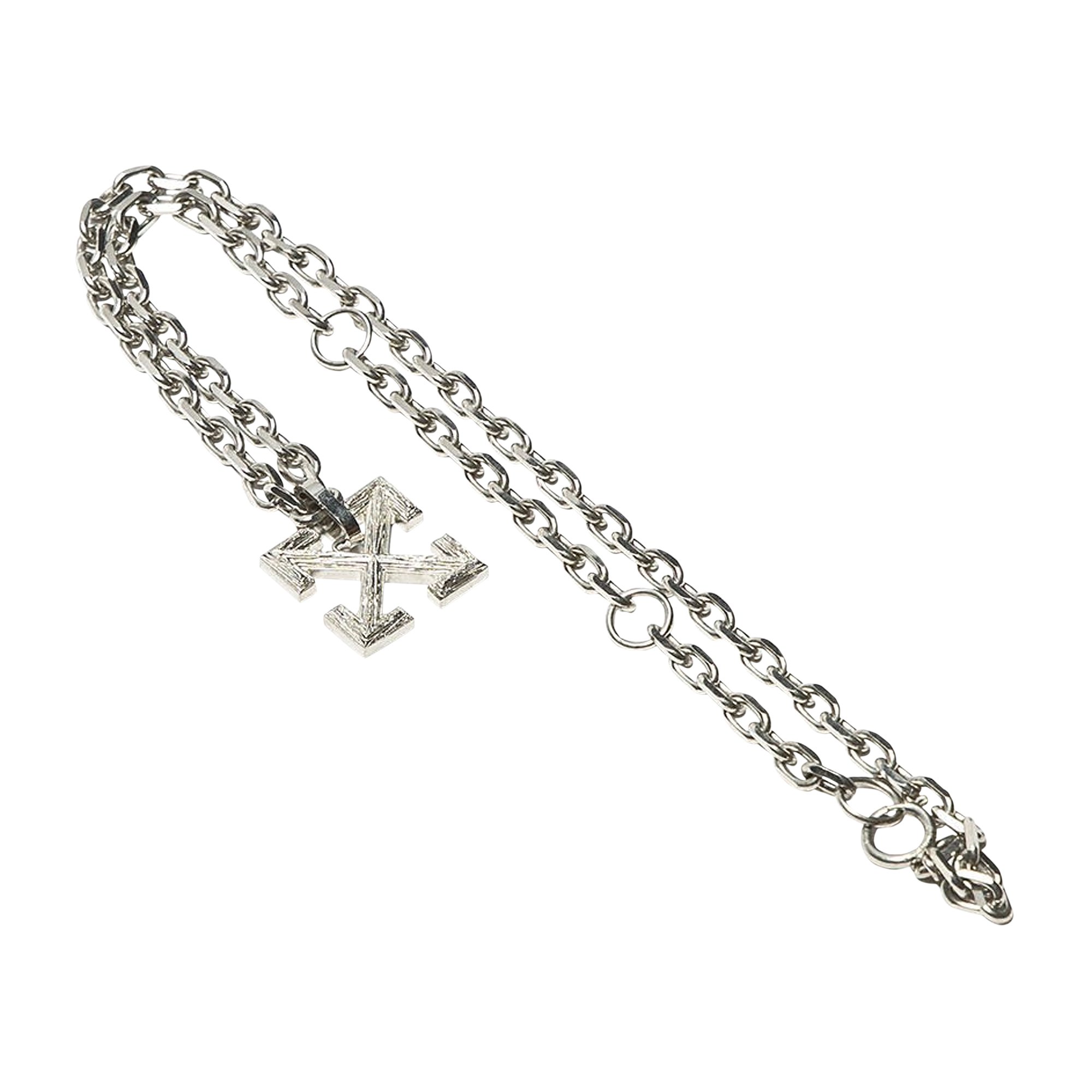 Buy Off-White Textured Arrow Necklace 'Silver