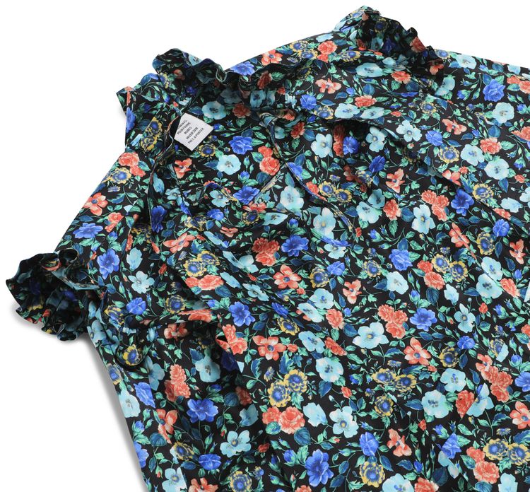 Vetements Printed Silk Dress BlueMulticolor