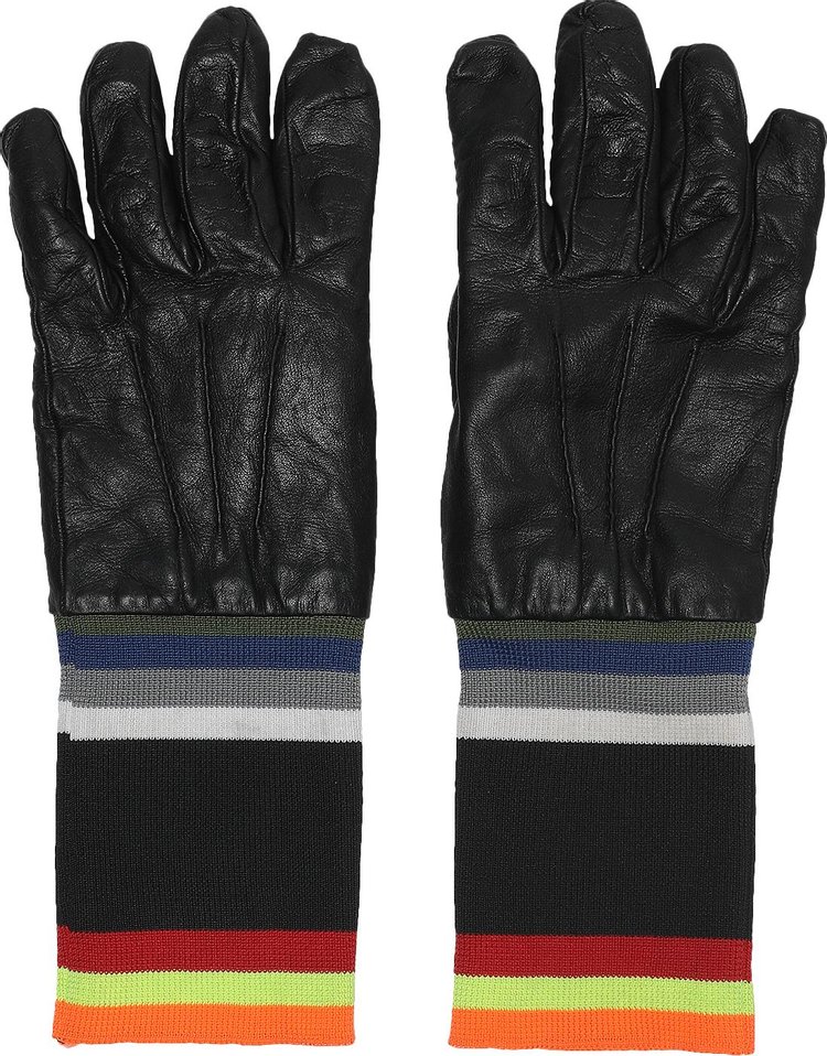 Raf Simons x Sterling Ruby Striped Leather Gloves 'Black'