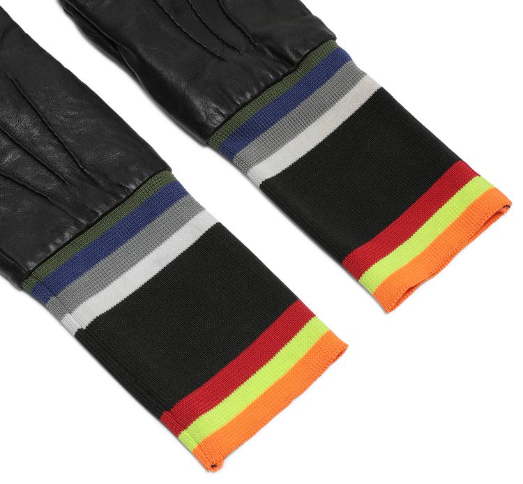 Raf Simons x Sterling Ruby Striped Leather Gloves Black