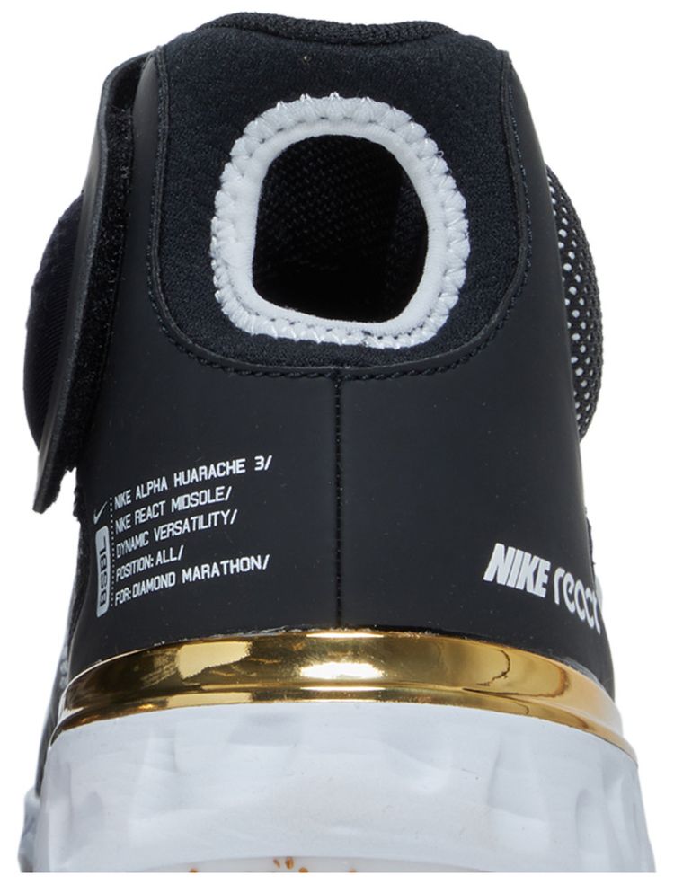 Nike Alpha Huarache Elite 3 Mid Black Metallic Gold