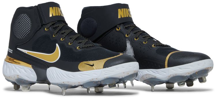Nike Alpha Huarache Elite 3 Mid Black Metallic Gold