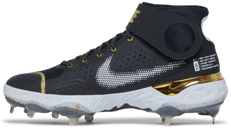 Nike Alpha Huarache Elite 3 Mid Black Metallic Gold