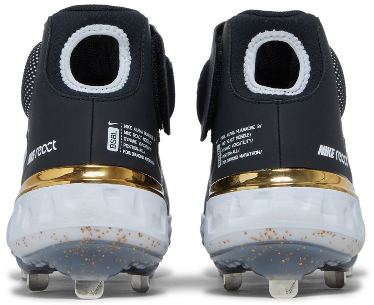 Nike Alpha Huarache Elite 3 Mid Black Metallic Gold