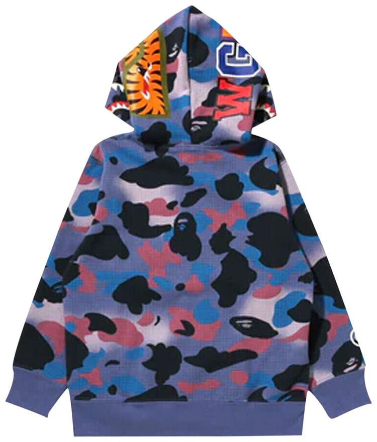 BAPE Grid Camo Shark Full Zip Hoodie Purple