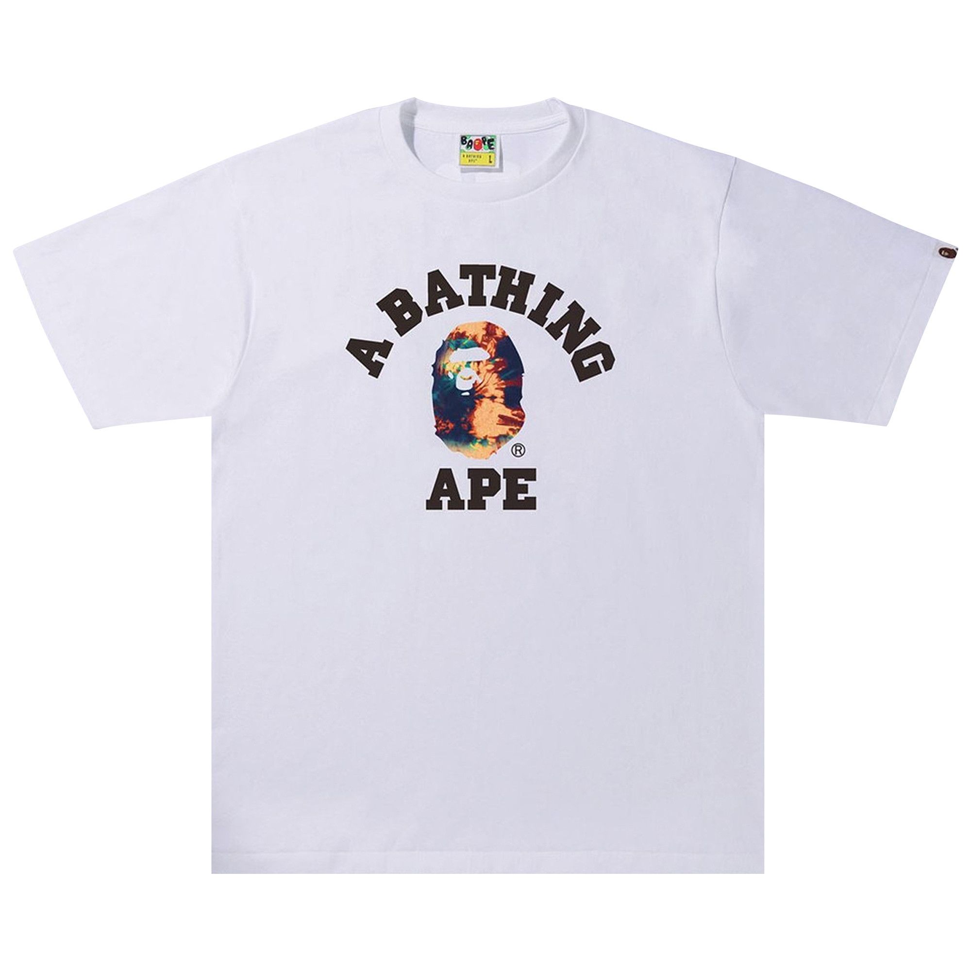 Buy BAPE Tie Dye College Tee White Multicolor 1I30 110 034 WHITE MULTICOLOR GOAT UK