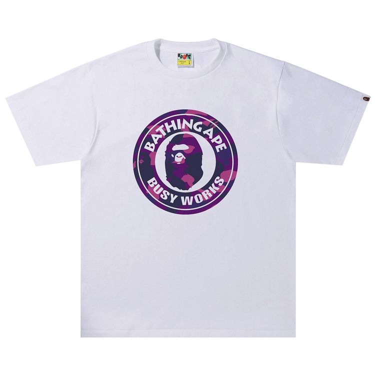 BAPE Color Camo A Busy Works Tee WhitePurple