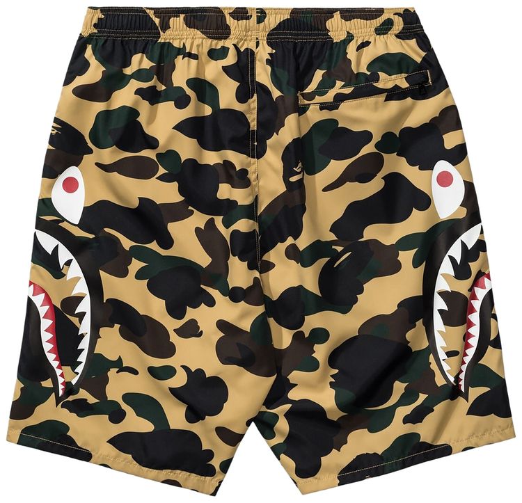 BAPE 1St Camo Side Shark Beach Shorts Yellow