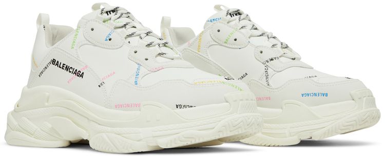 Balenciaga Triple S Sneaker Allover Logo   White Multi