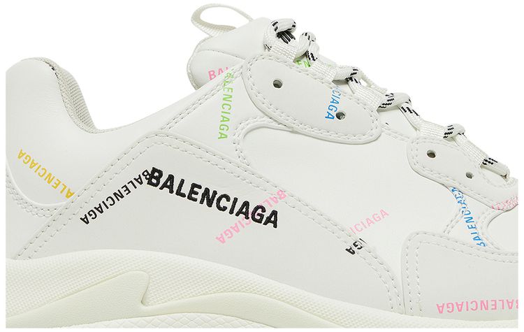 Balenciaga Triple S Sneaker Allover Logo   White Multi