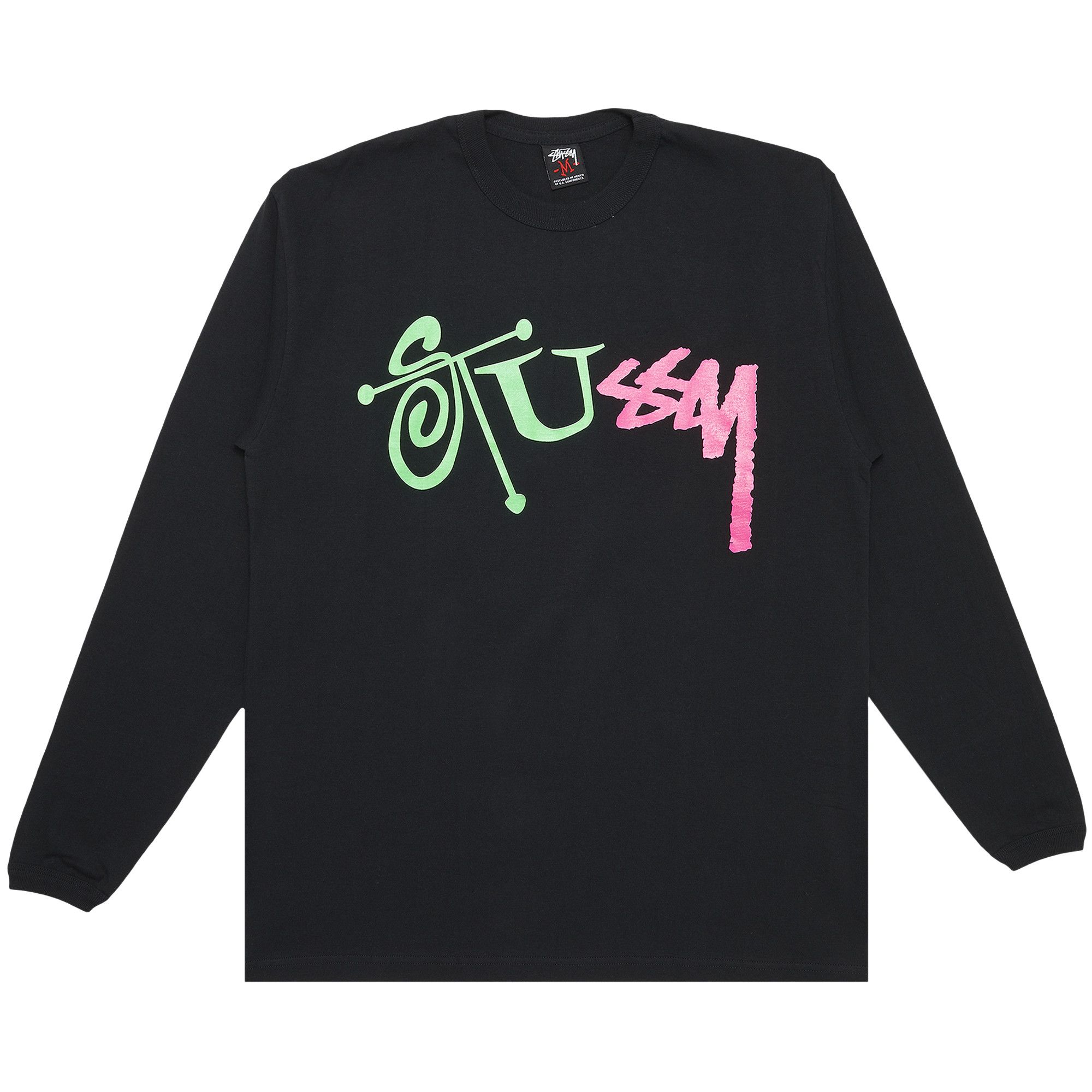 Buy Stussy Multifont Stock Long-Sleeve 'Black' - 0535