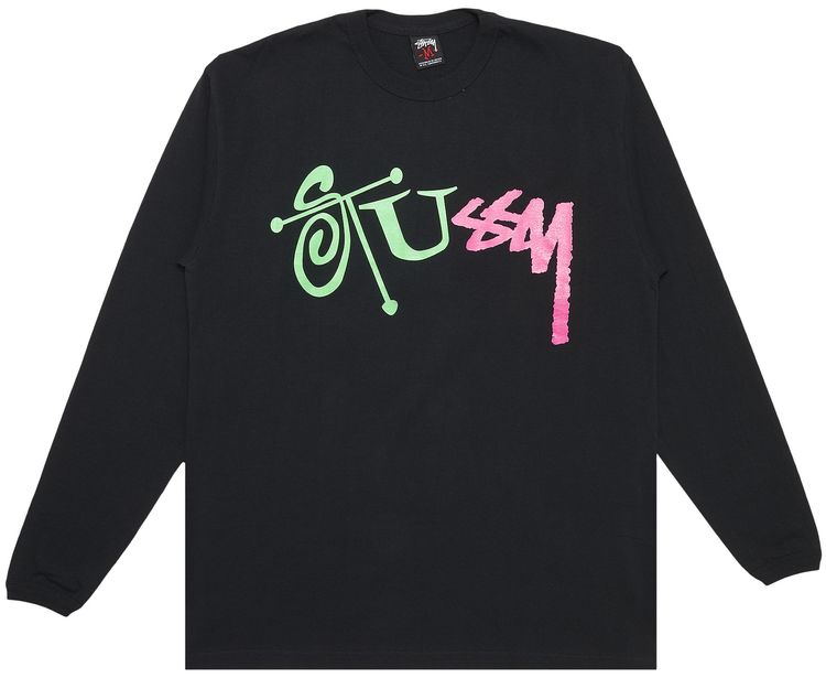 Stussy Multifont Stock Long Sleeve Black