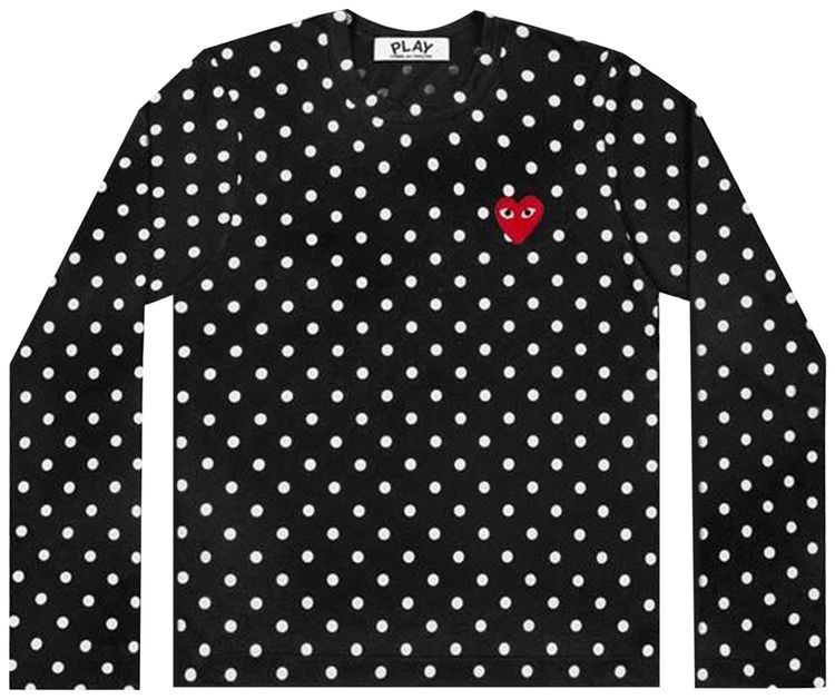 Comme des Garcons PLAY Polka Dot Long Sleeve T Shirt Black