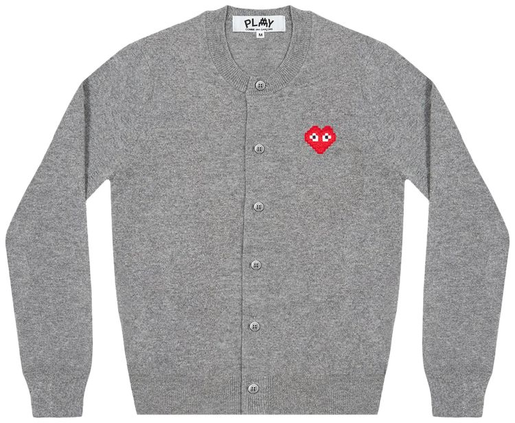 Comme des Garcons PLAY Heart Cardigan Light Grey