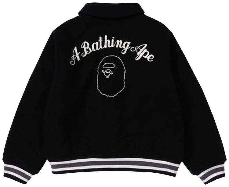 BAPE Melton Varsity Jacket Black