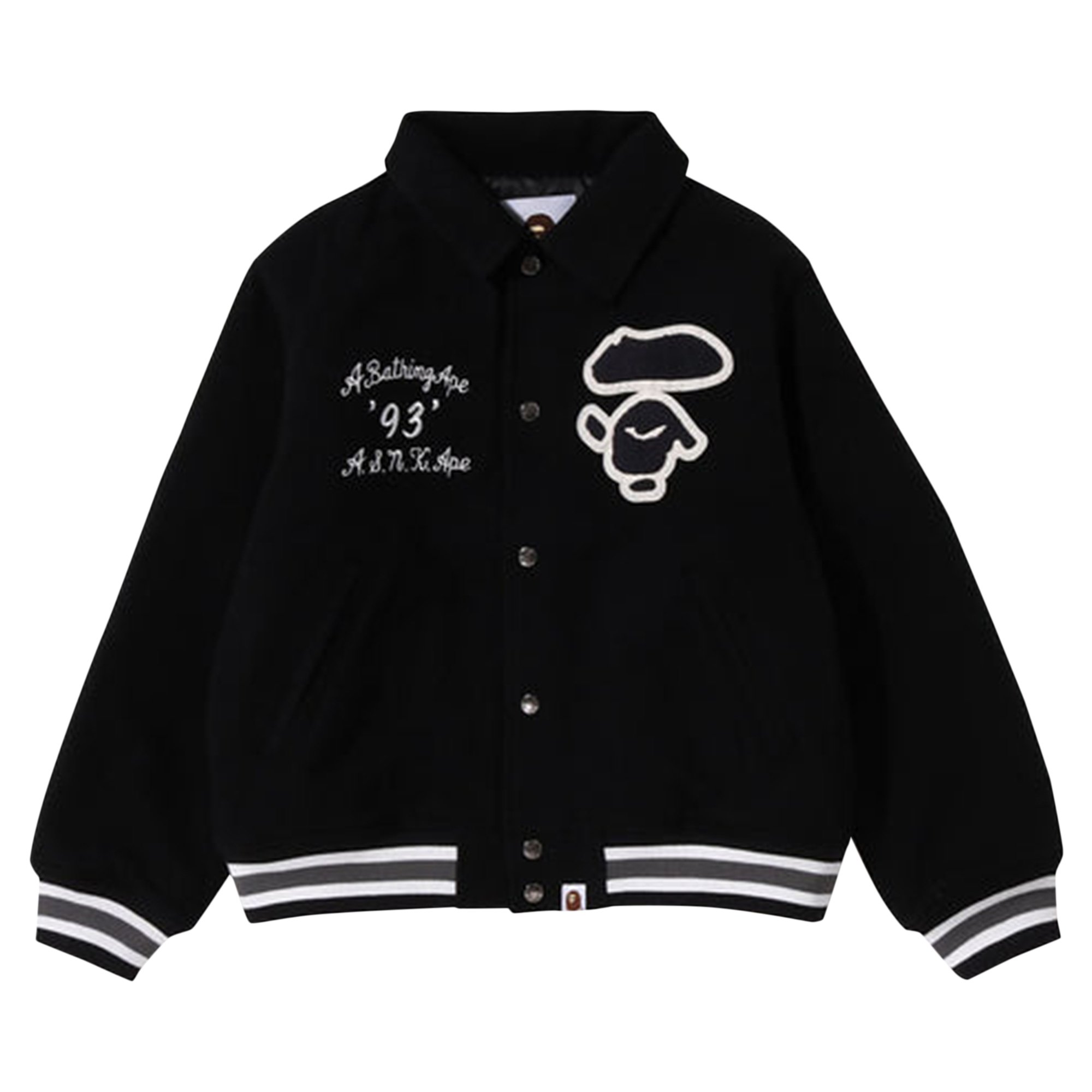 Buy BAPE Melton Varsity Jacket 'Black' - 1I80 241 001 BLACK | GOAT CA