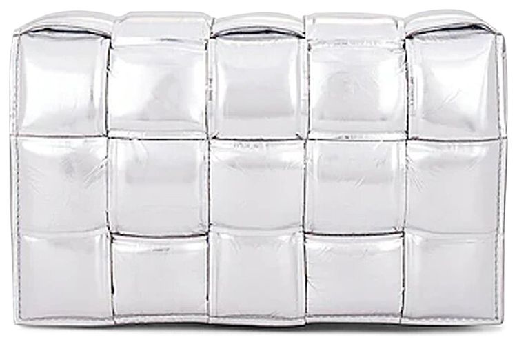 Bottega Veneta Padded Cassette Mirror Bag Silver