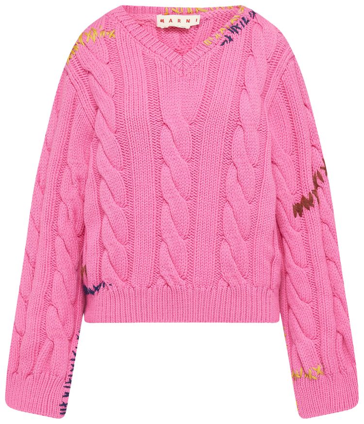 Marni V Neck Sweater Fuchsia