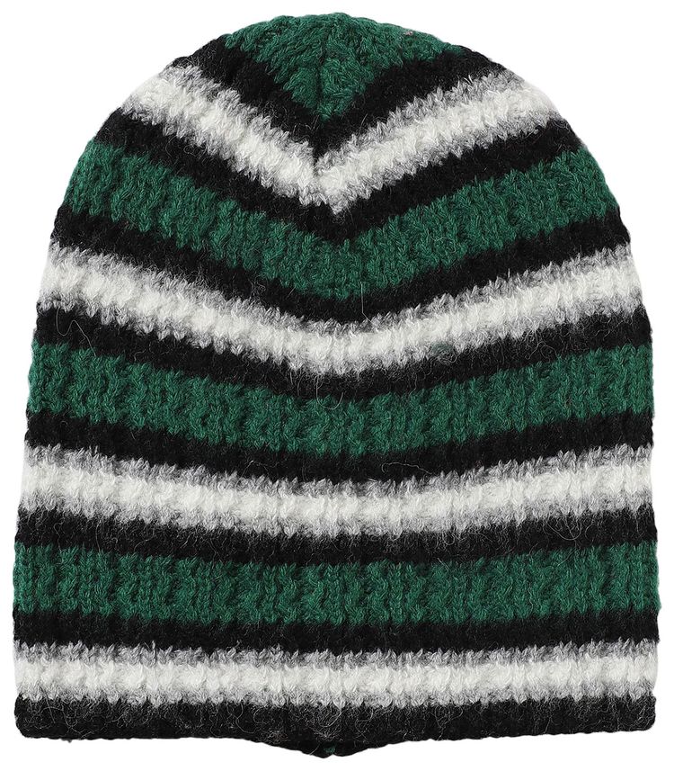 ERL Striped Knit Beanie Green