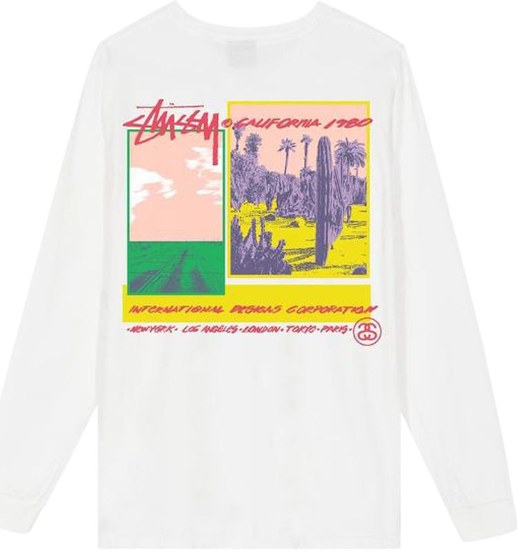 Stussy Palm Desert Pigment Dyed Long Sleeve Tee Natural