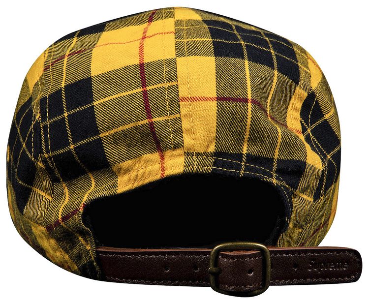 Supreme Washed Chino Twill Camp Cap Yellow Tartan