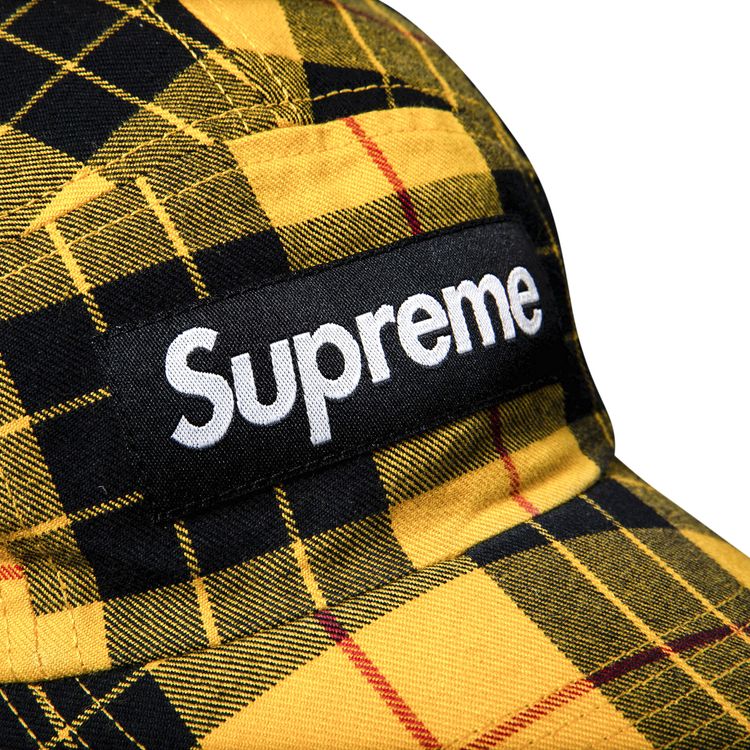 Supreme Washed Chino Twill Camp Cap Yellow Tartan