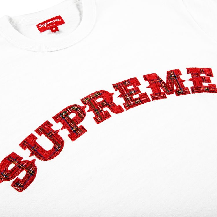 Supreme Plaid Applique Short Sleeve Top White
