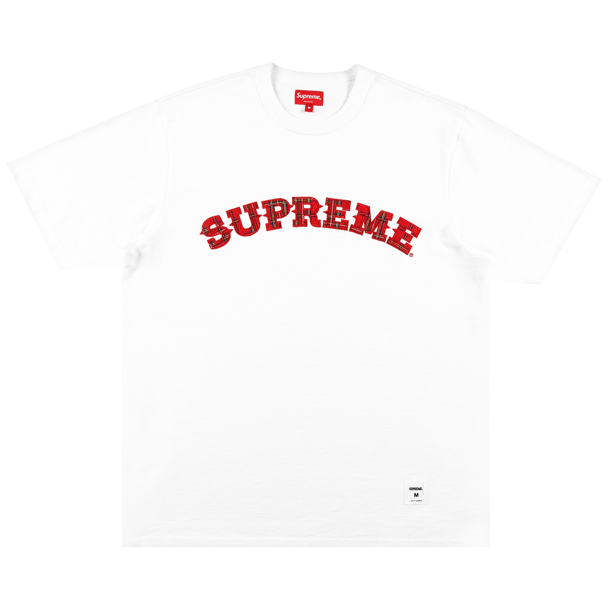 Supreme Plaid Appliqué Short-Sleeve Top 'White'