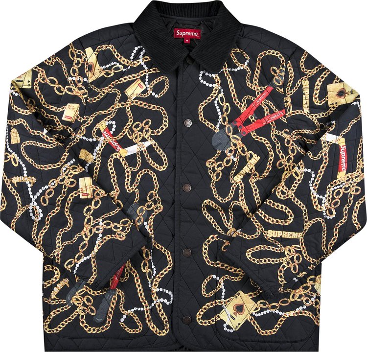 diskriminerende flertal Bedøvelsesmiddel Buy Supreme Chains Quilted Jacket 'Black' - FW20J57 BLACK - Black | GOAT