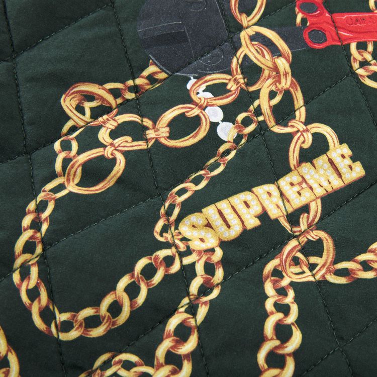 Supreme Chains Quilted Jacket Dark Green