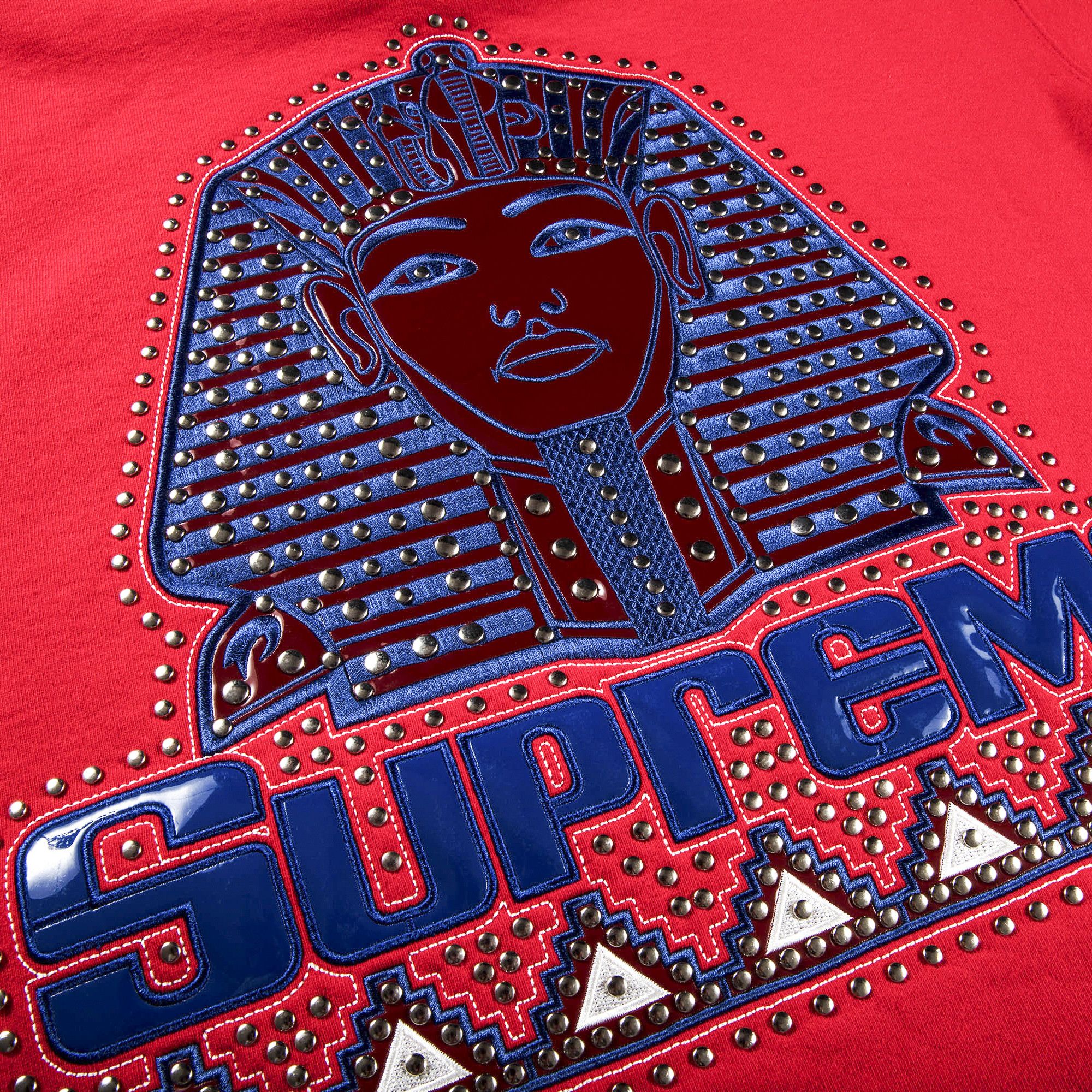 Supreme studded hooded sweatshirt red store