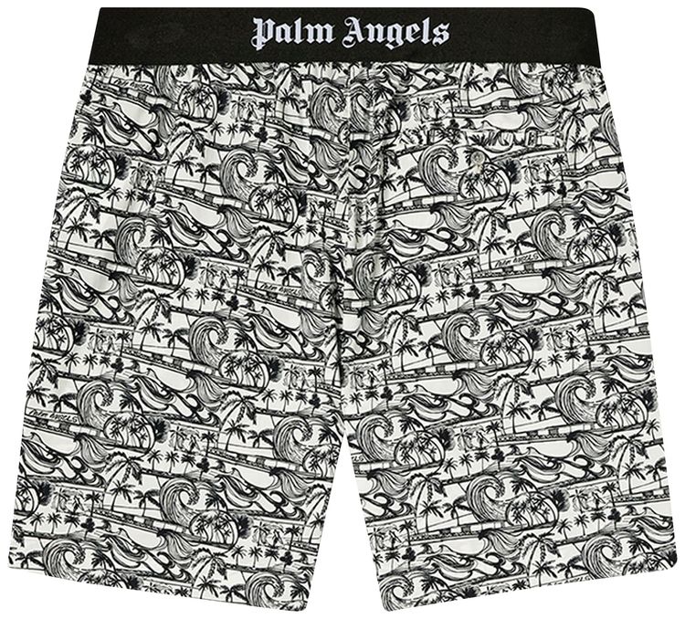 Palm Angels Waves Easy Shorts WhiteBlack