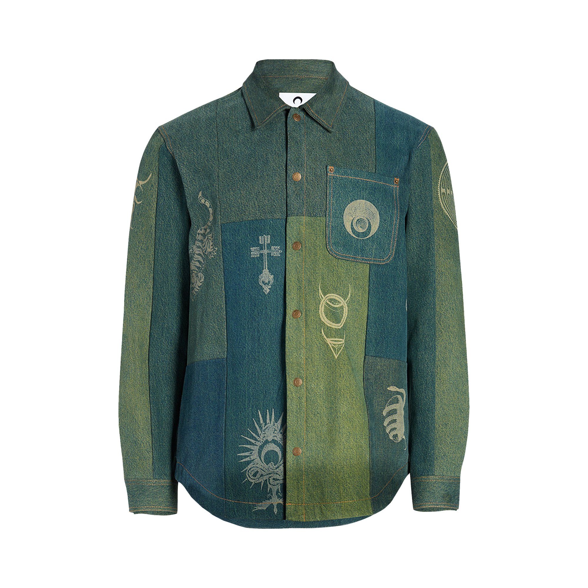 Buy Marine Serre Petrichor Denim Overshirt 'Green' - J069FW22XU