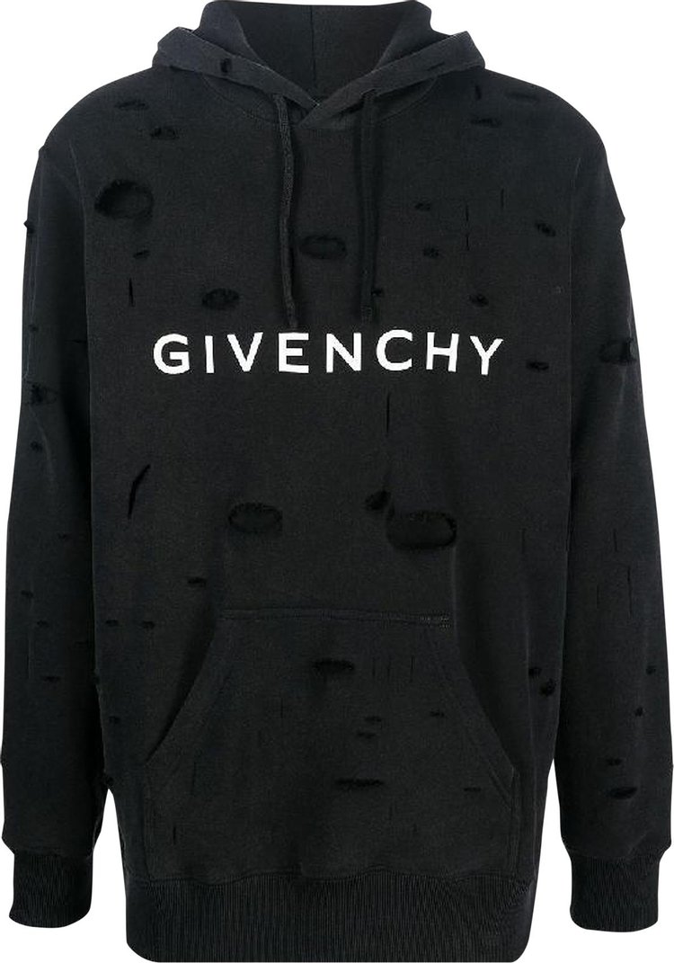 Givenchy Classic Fit Hole Hoodie 'Black'