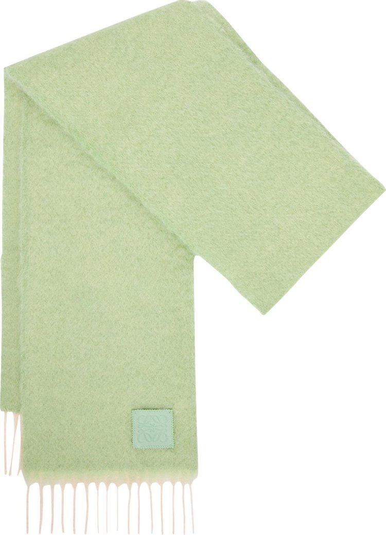 Loewe Anagram Patch Fringed Scarf 'Light Turquoise'
