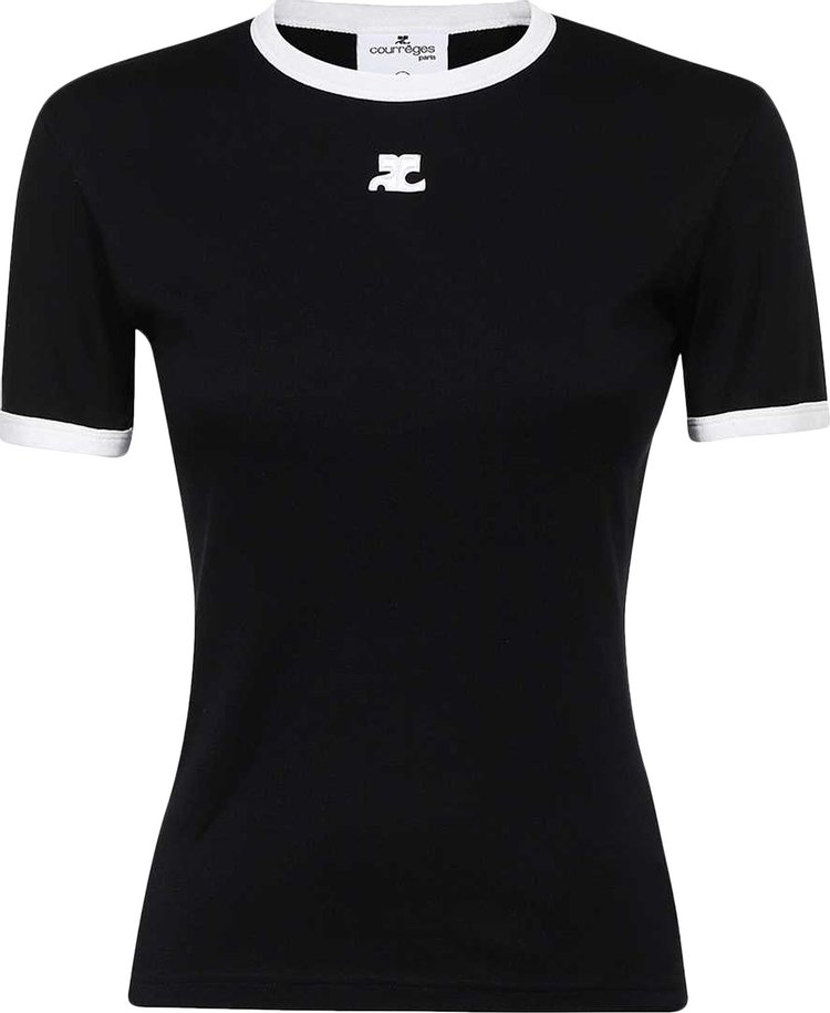 Courrèges Bumpy Contrast T-Shirt 'Black/Heritage White'