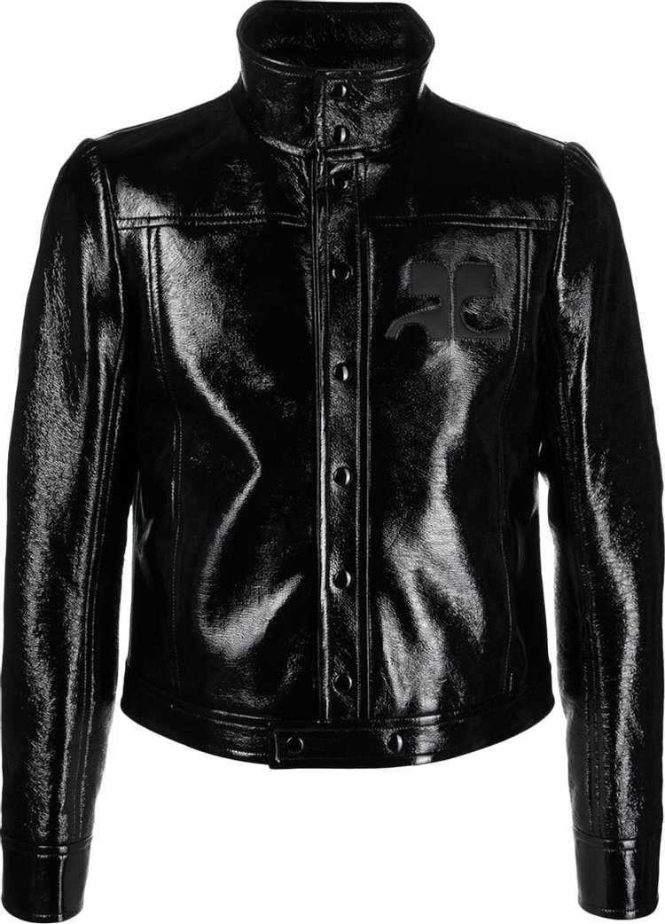 Courrèges Button Up Faux Leather Jacket 'Black'