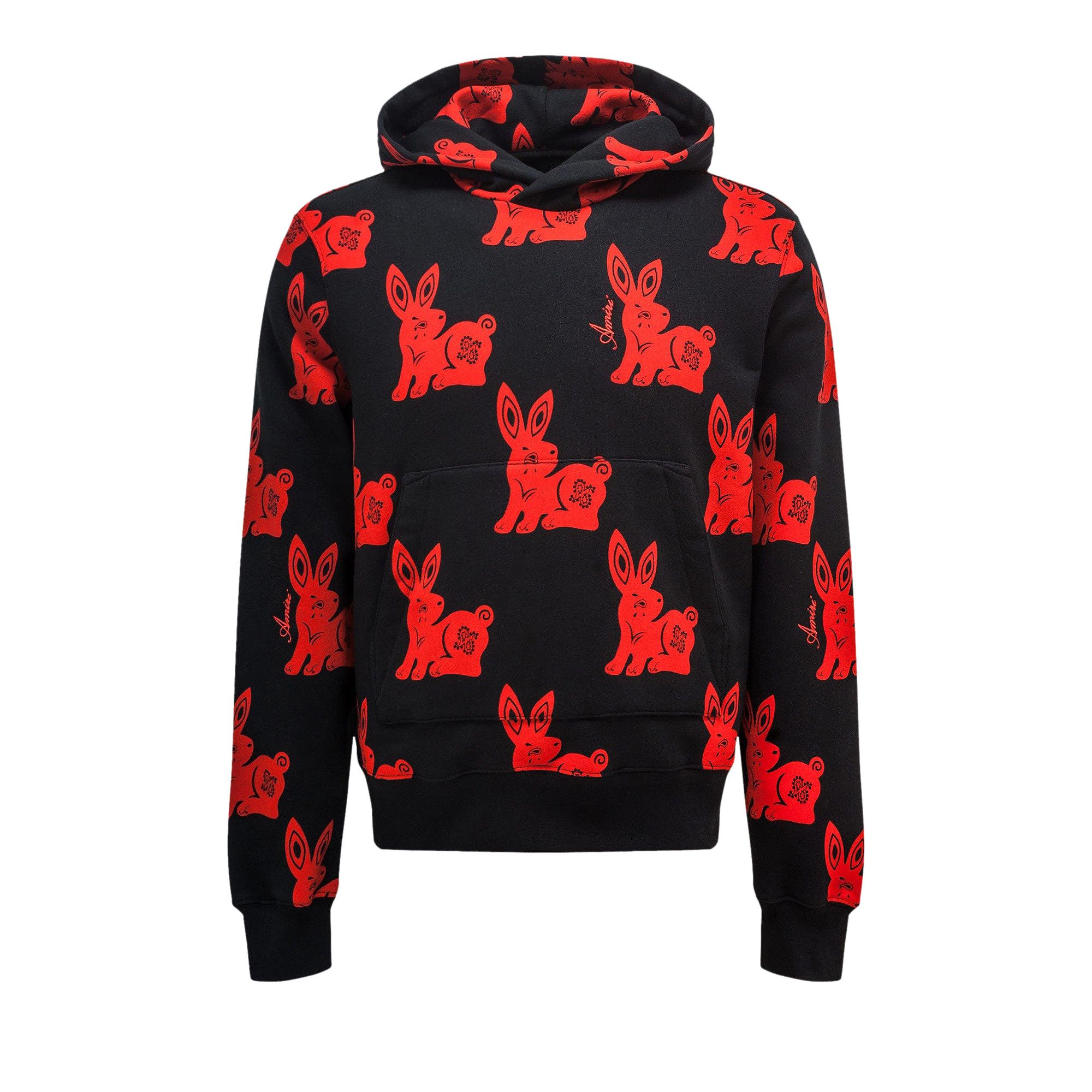 Buy Amiri CNY Rabbit Allover Hoodie 'Black/Red' - PS23MJG046