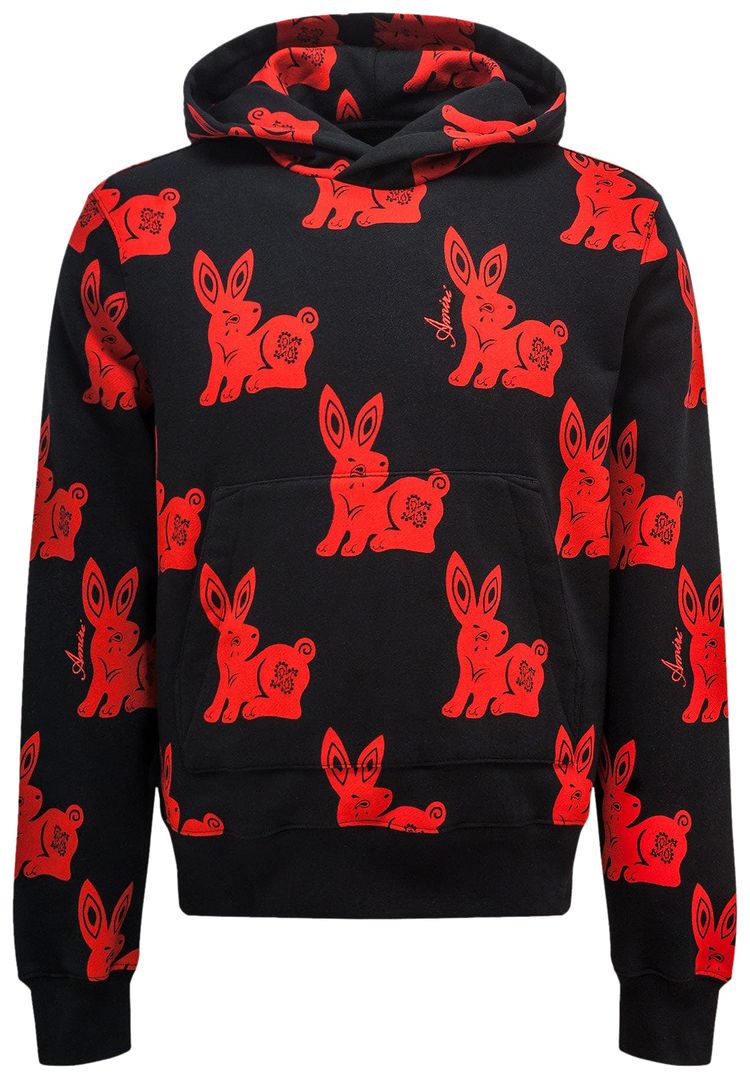 Amiri CNY Rabbit Allover Hoodie BlackRed