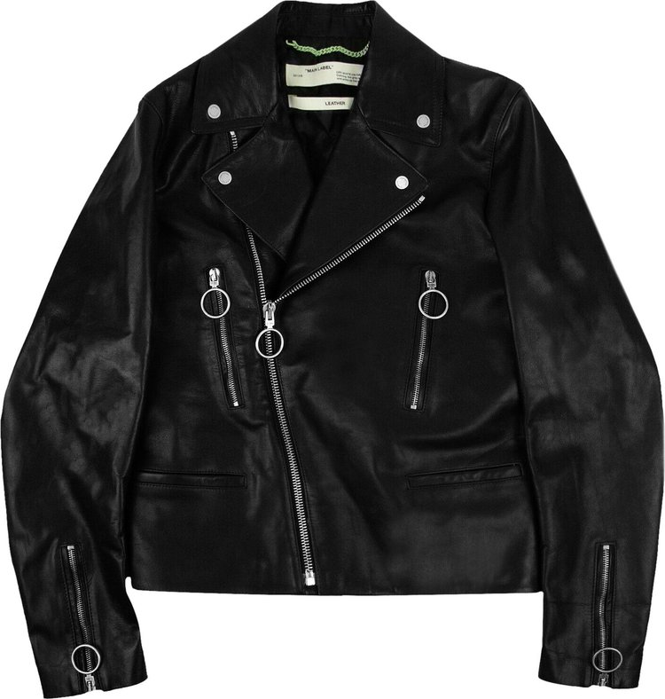 Off-White Leather Arrows Biker Jacket 'Black'