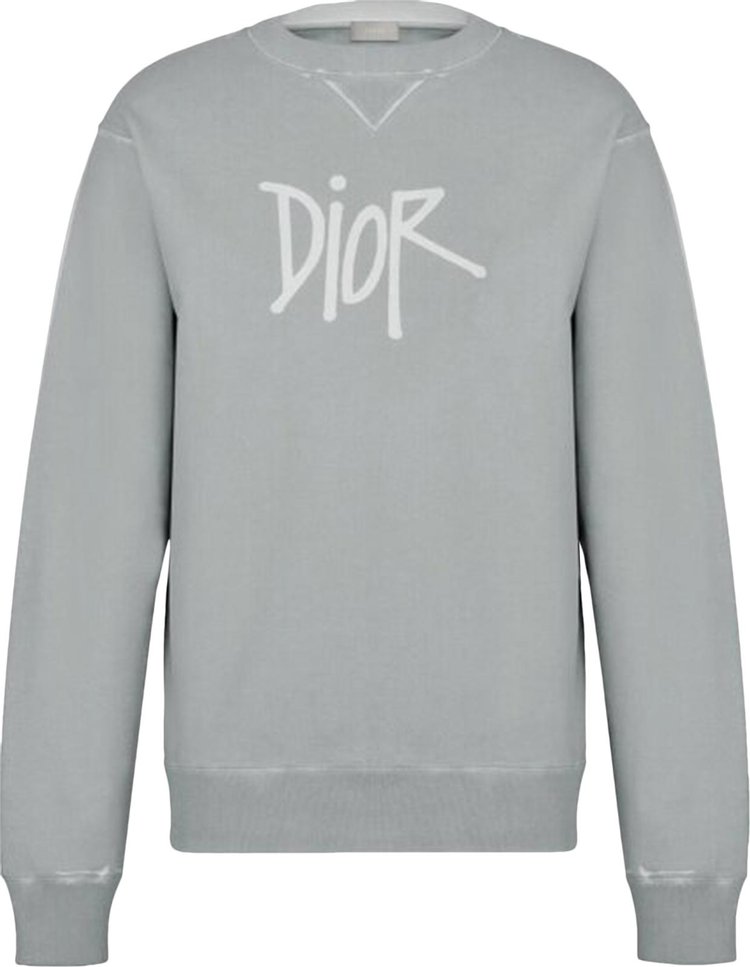 Dior x Shawn Stussy Bee Garment-Dyed Sweatshirt 'Grey'