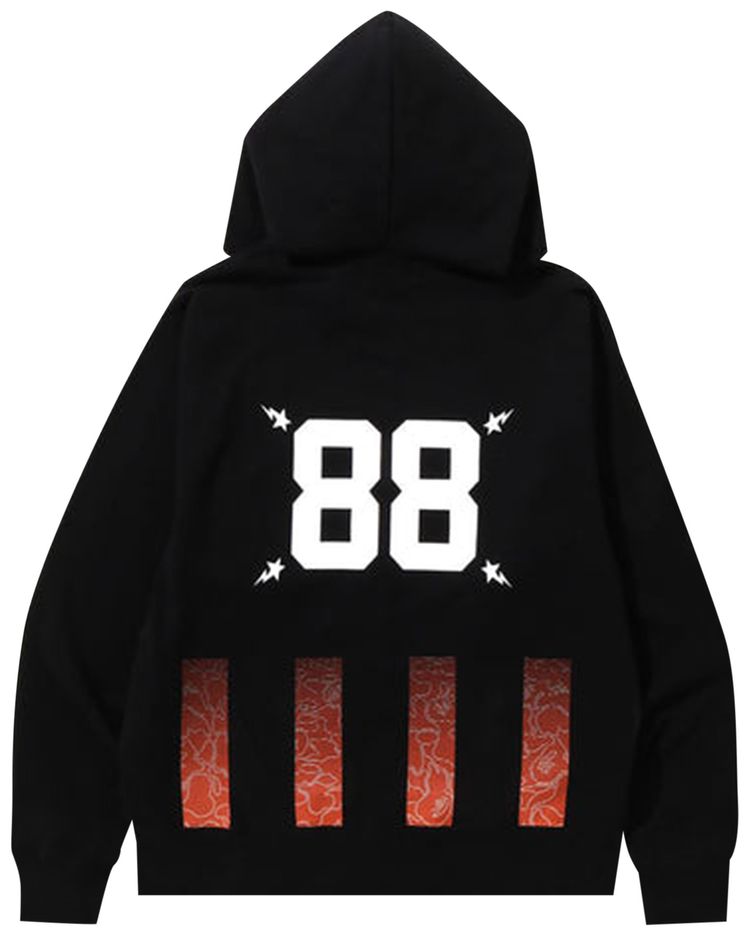 BAPE Soccer Game Graphic Relaxed Fit Full Zip Hoodie Black