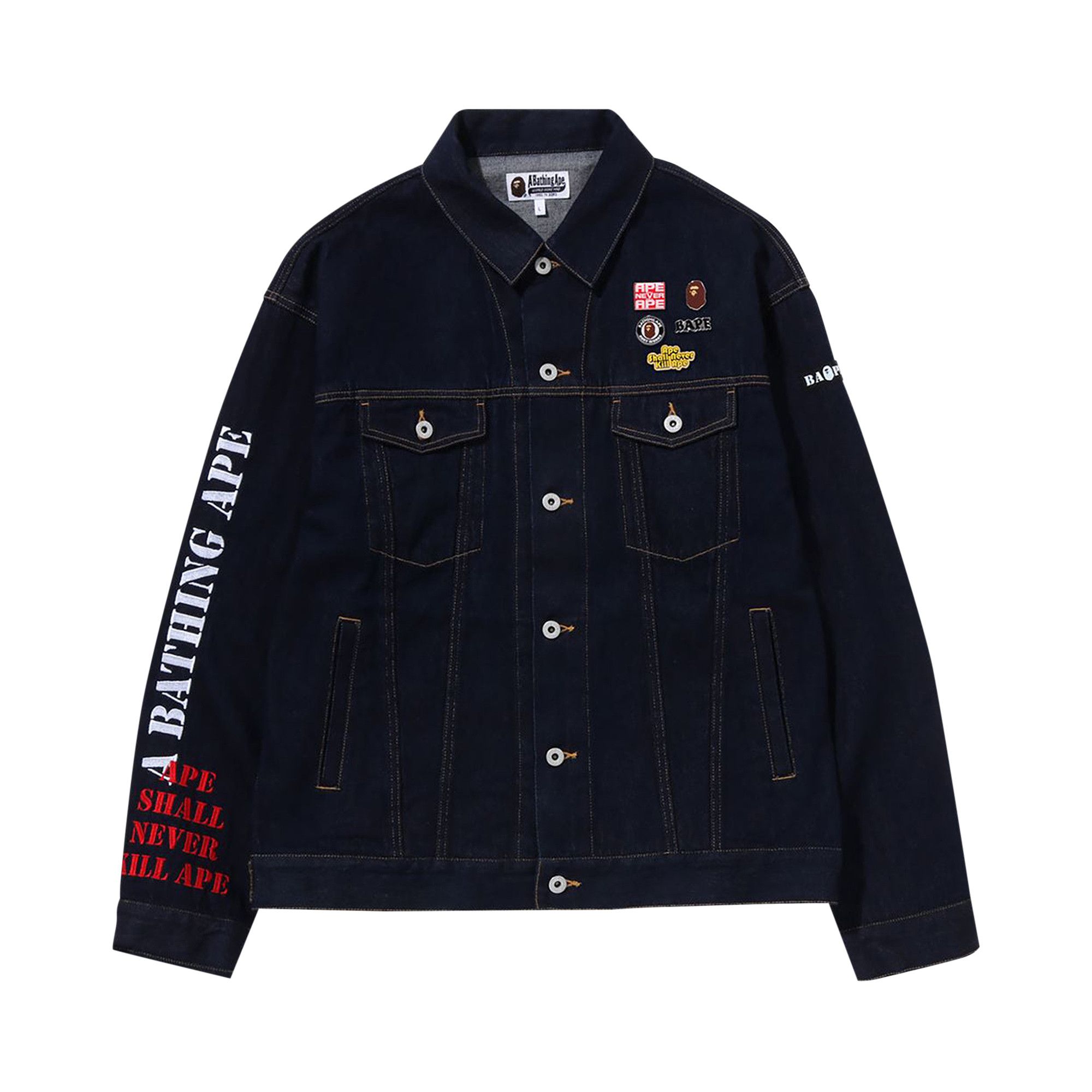 Bathing ape denim jacket discount