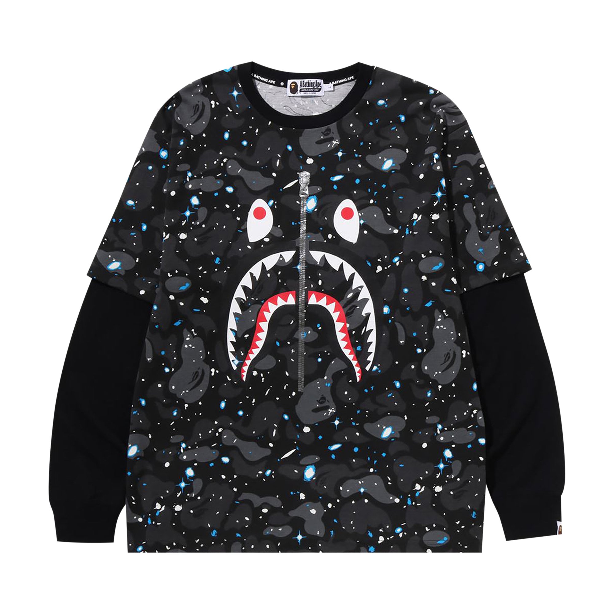 BAPE Space Camo Shark Layered Long-Sleeve Tee 'Black'