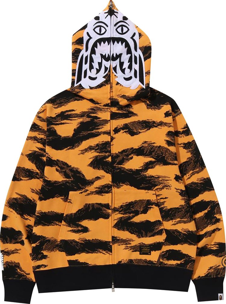 BAPE Tiger Camo Tiger Relaxed Fit Full Zip Hoodie 'Orange'