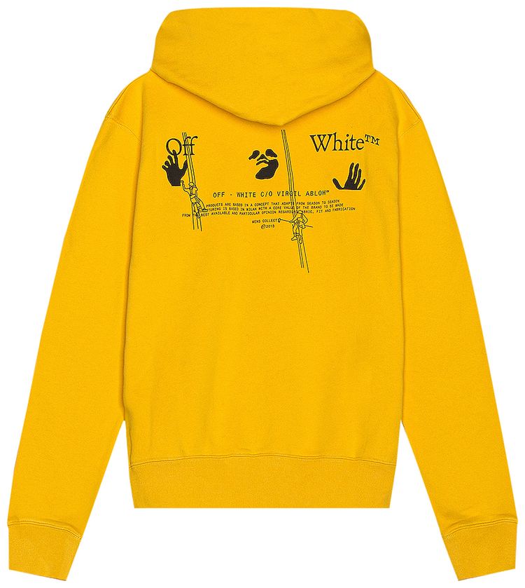 Off White Workers Logo Slim Hoodie YellowBlack