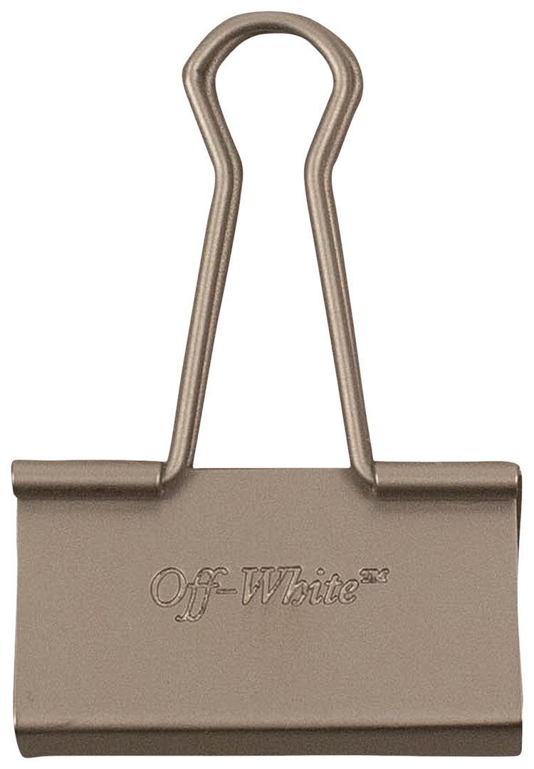 Off White Metal Logo Binder Clip Pin Silver