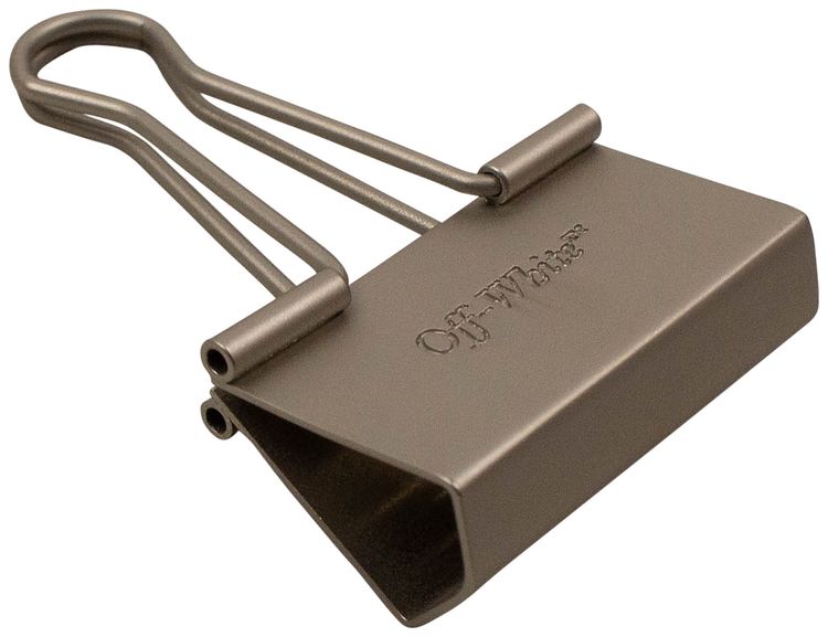 Off White Metal Logo Binder Clip Pin Silver