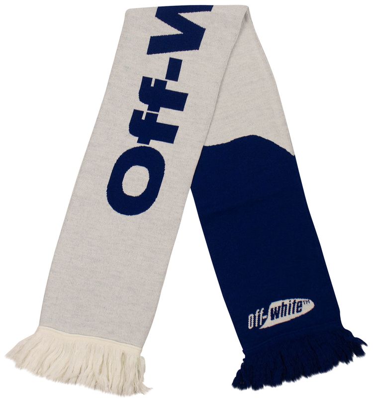 Off White Logo Knit Scarf White